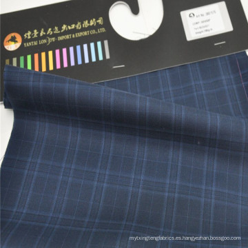 Para hombre traje de tela escocesa nueva lana de poliéster azul al por mayor en stock